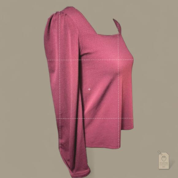 Banana Republic Burgundy Square Neck Blouse | Long Sleeve Feminine Top XS - Picture 2 of 5